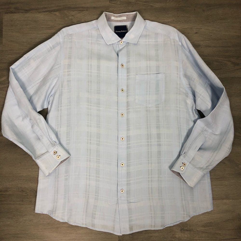 Tommy Bahama Men’s Shirt Blue Linen Blend …